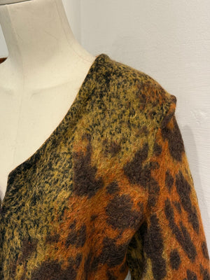 2000s Roberto Cavalli mohair tiger cardigan with fur insterts