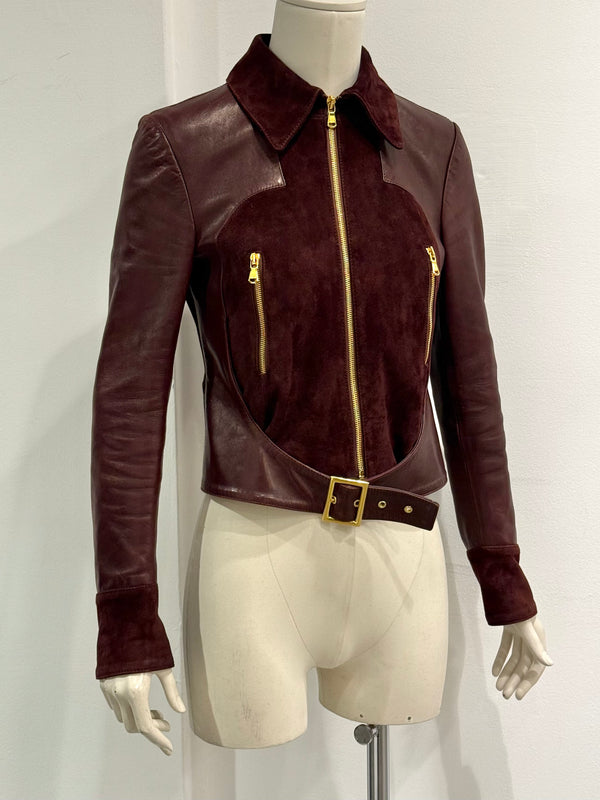 2001 Dolce & Gabbana paneled hybrid leather jacket
