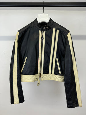 1980s Armani cropped biker leather jacket