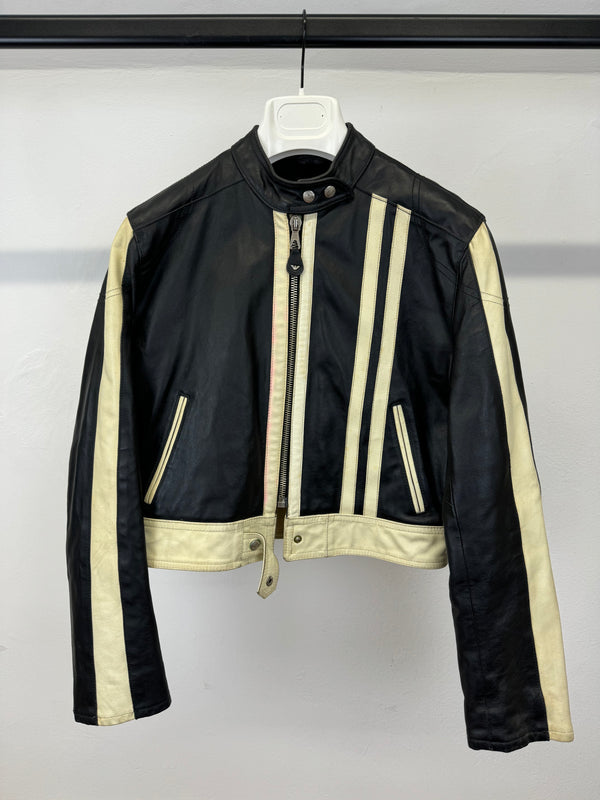 1980s Armani cropped biker leather jacket
