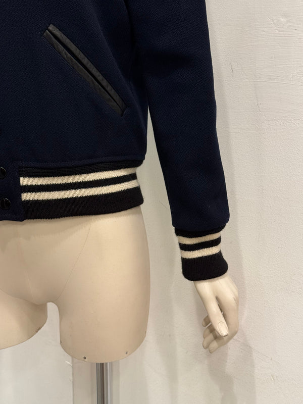 2014 Saint Laurent by Hedi Slimane teddy varsity jacket