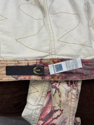 2001 Cavalli floral distressed double layer denim jacket