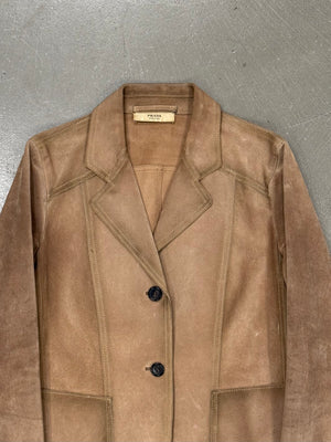 2000s Prada paneled western suede leather blazer