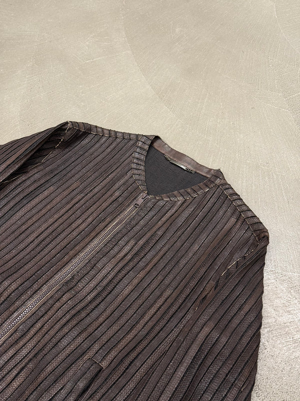 2000s Dolce & Gabbana pinstripe textured zip up jacket