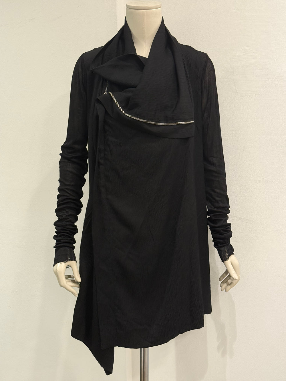 S/S2009 Rick Owens black asymmetric draped jacket