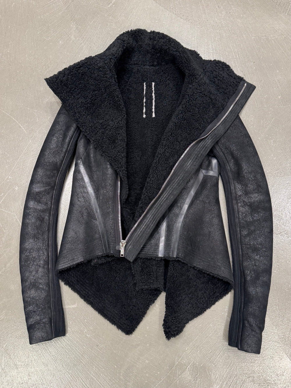 A/W2017 Rick Owens “Glitter” calfskin shearling leather jacket