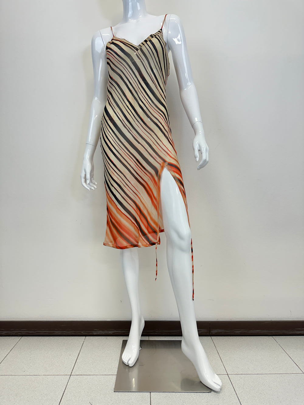S/S 2001 Jean Paul Gaultier silk stripe mesh sheer dress
