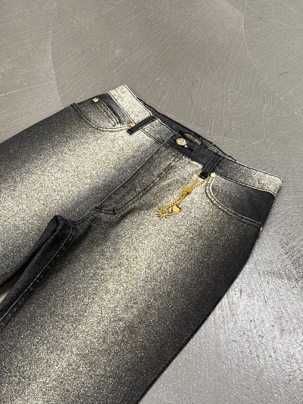 2000s Roberto Cavalli metallic glitter gradient pants
