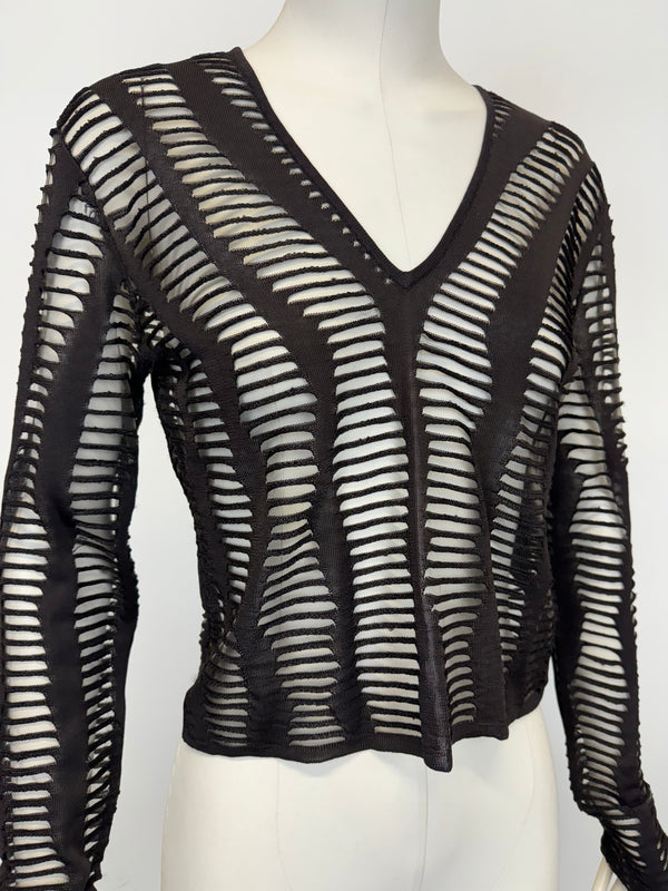 2001 Christian Dior by John Galliano semi-transparent cropped jaquard knit