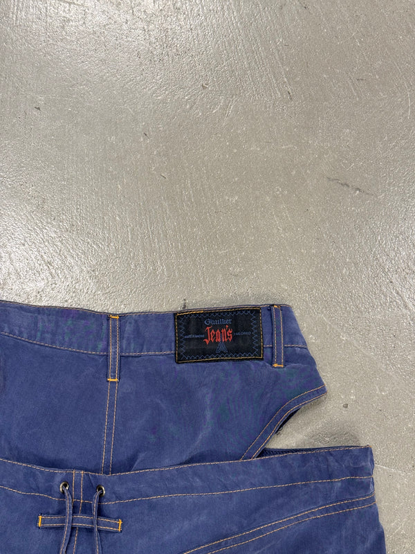 1990s Jean Paul Gaultier western deconstructed waist thong pants