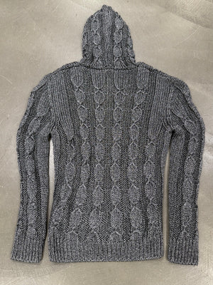 2022 Saint Laurent cable knit hooded cardigan