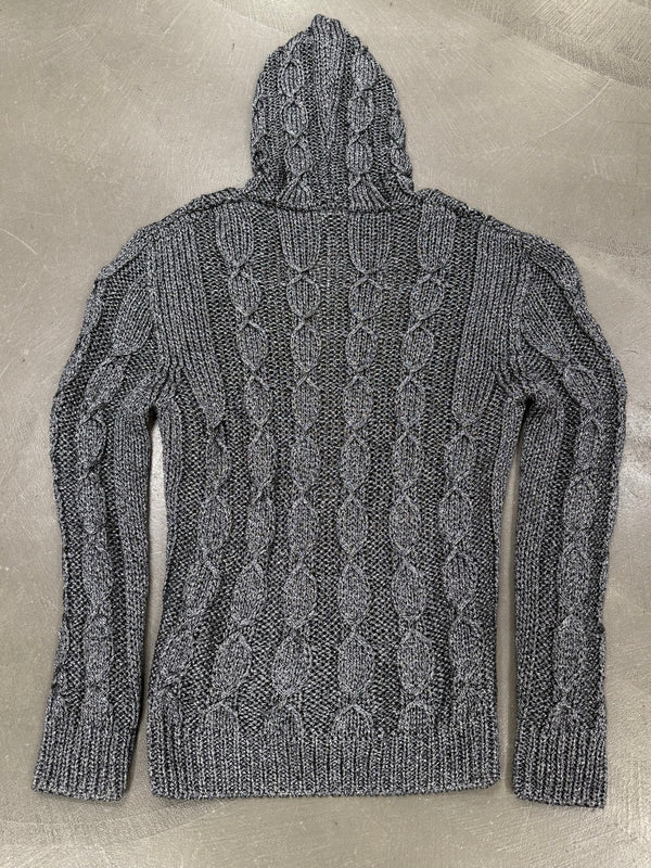 2022 Saint Laurent cable knit hooded cardigan