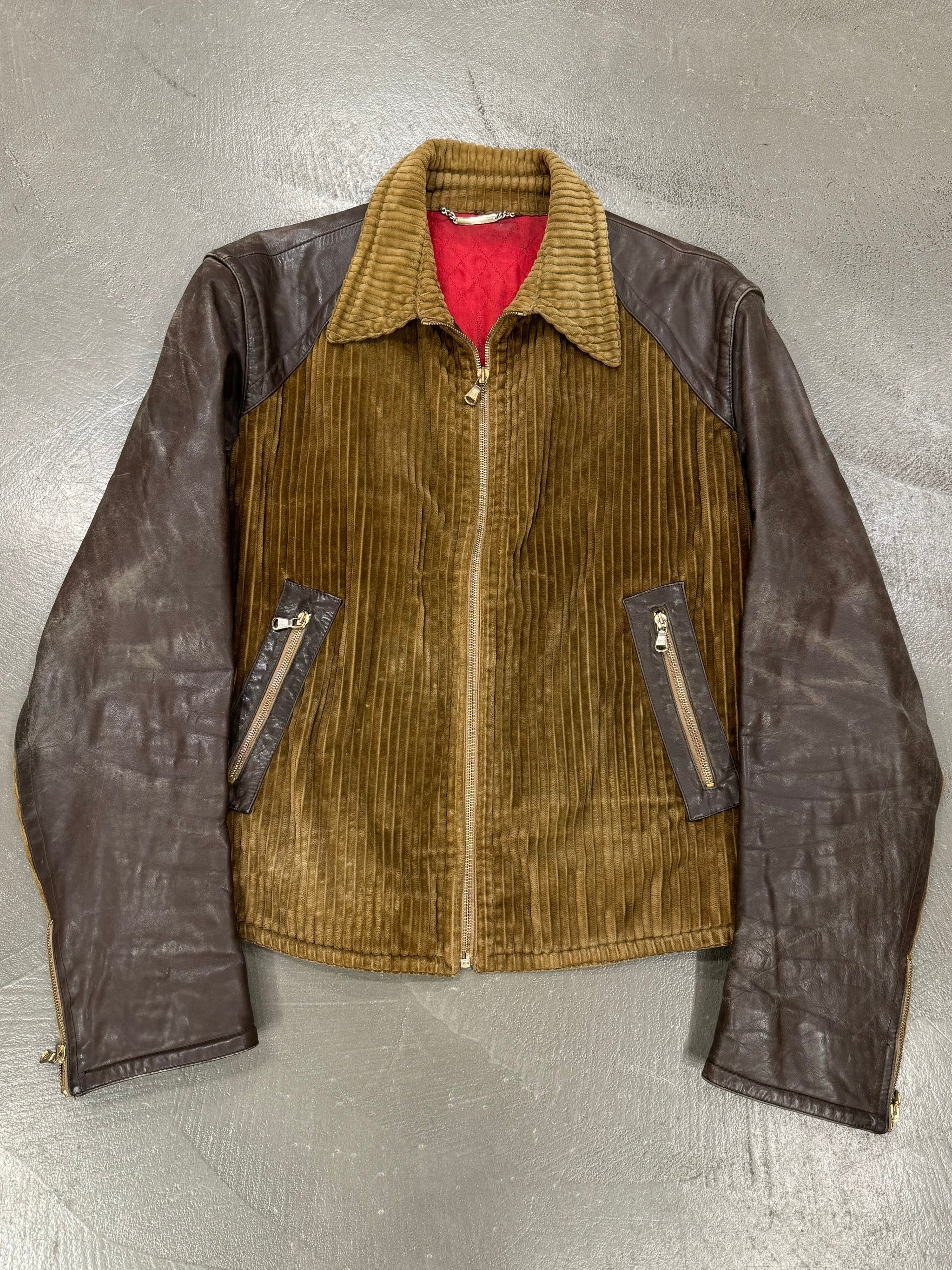 1990s Dolce & Gabbana mainline hybrid corduroy leather jacket 