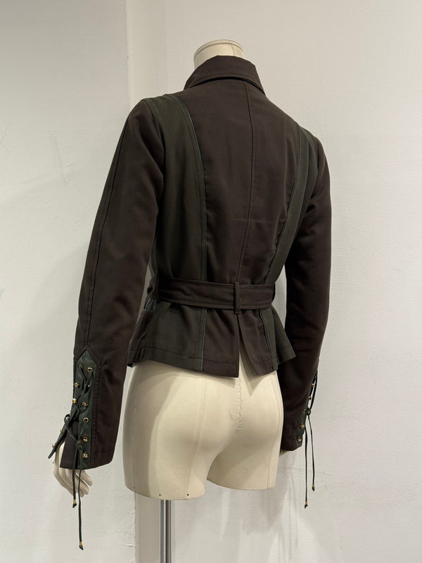 2000s Roberto Cavalli belted paneled jacket