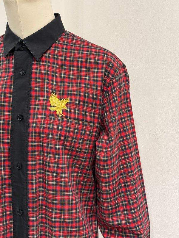 A/W2005 Dior by Hedi Slimane runway eagle embroidery check shirt