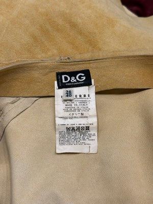 S/S2002 Dolce & Gabbana patchwork asymmetrical suede leather skirt