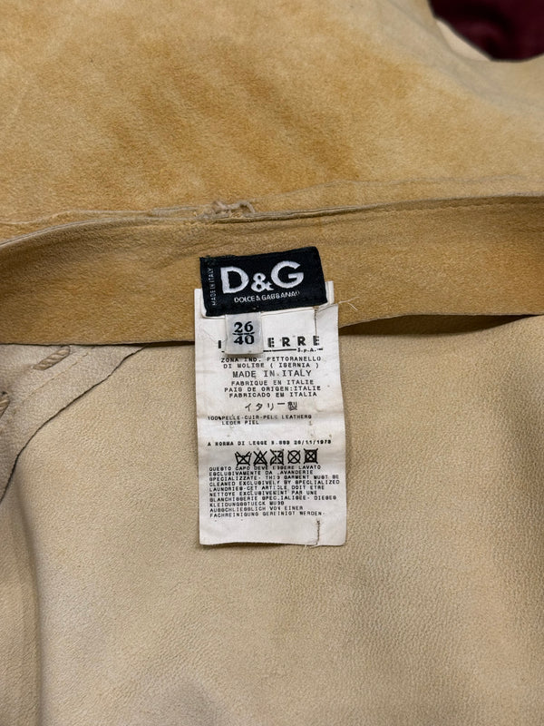 S/S2002 Dolce & Gabbana patchwork asymmetrical suede leather skirt