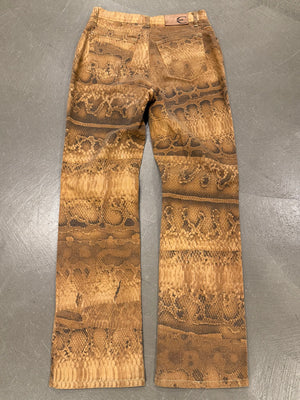 2000s Cavalli snakeskin print trousers