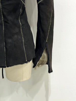 2002 Roberto Cavalli fitted shearling jacket with real fur collar