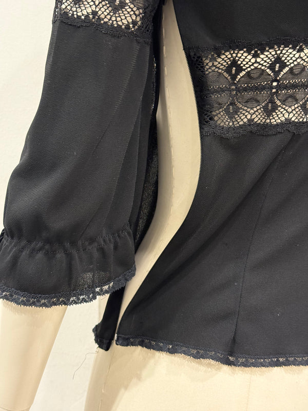 S/S2006 Dolce & Gabbana lace panel sheer black blouse