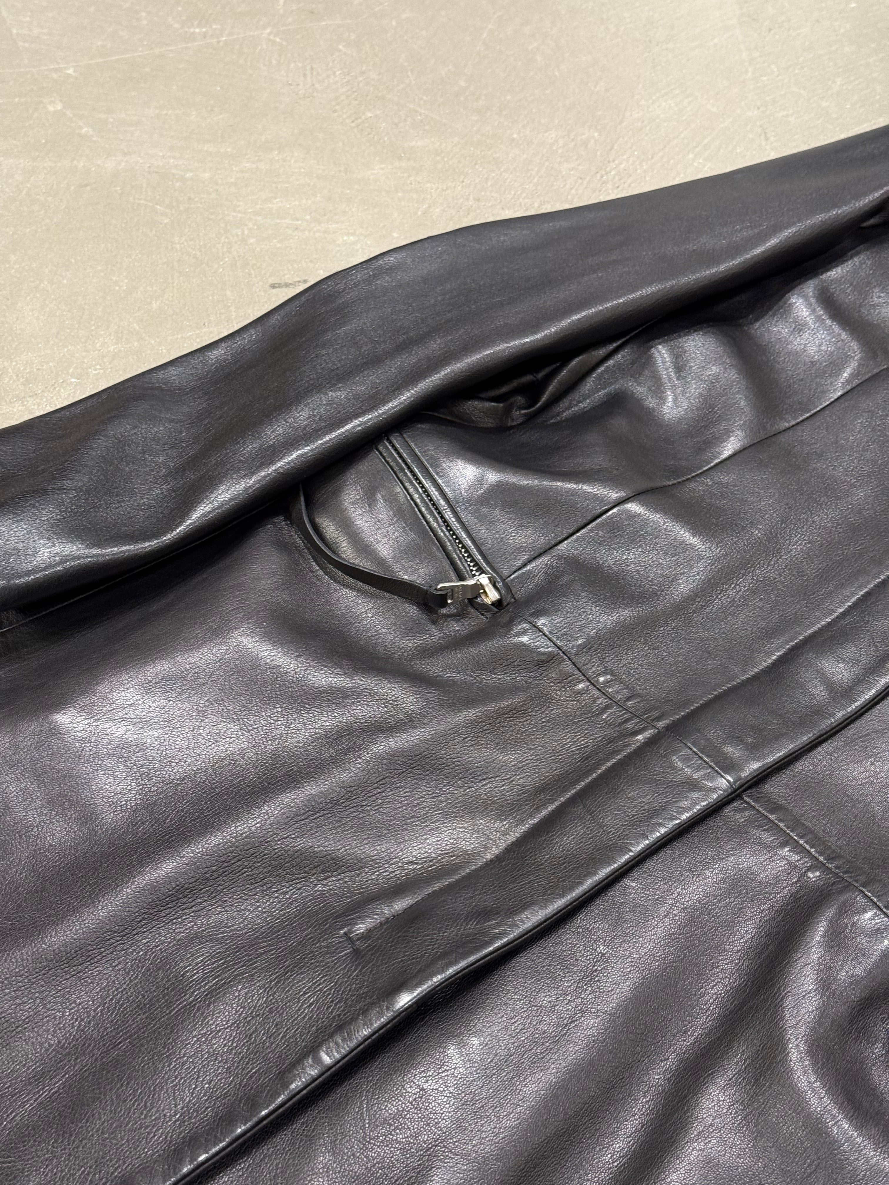 1999 Prada biker leather long coat