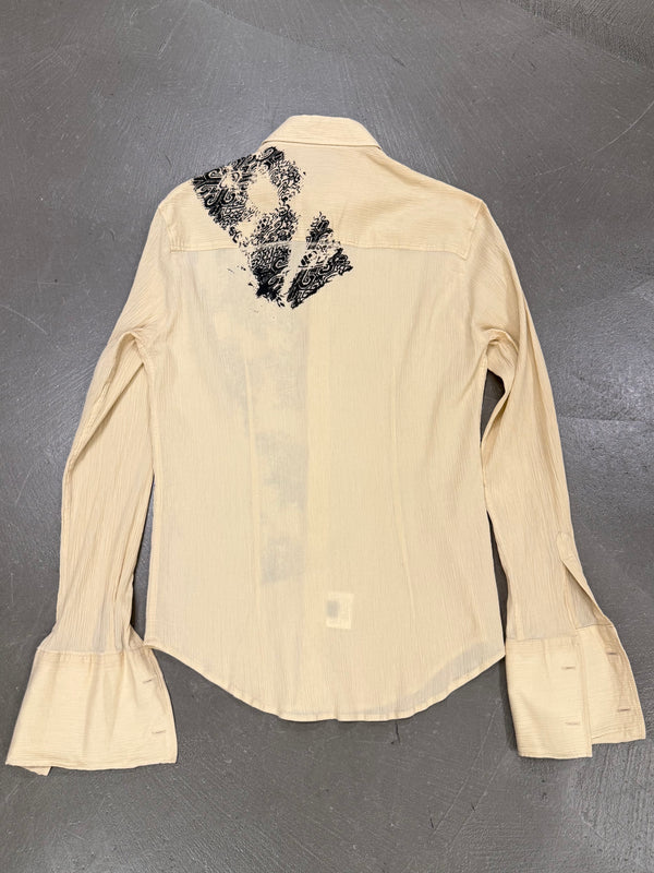 2000s Cavalli print flare sleeve shirt