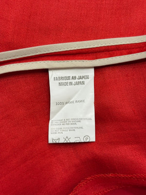 S/S2005 Yohji Yamamoto runway asymmetrical red ramie jacket