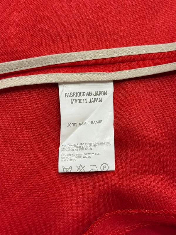 S/S2005 Yohji Yamamoto runway asymmetrical red ramie jacket
