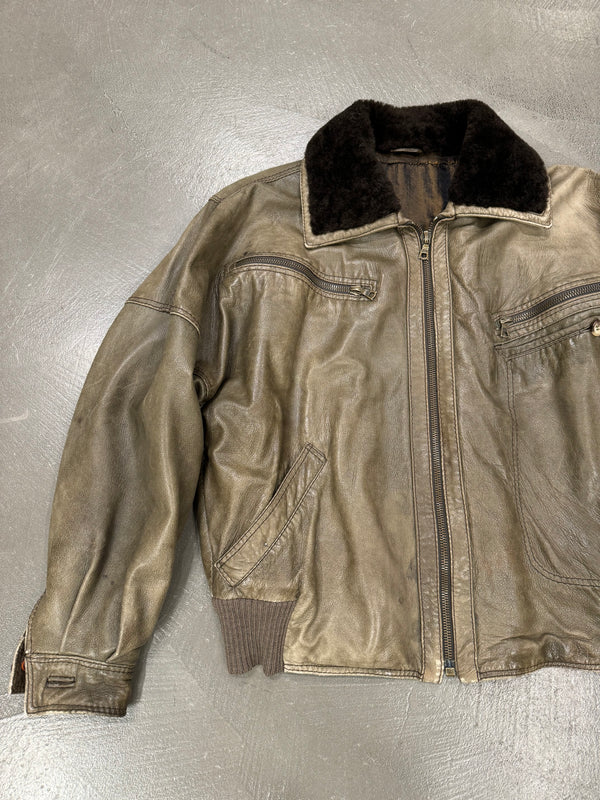 1980s Gianni Versace iconic leather bomber jacket