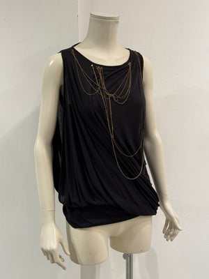 Plein Sud draped sleeveless top with chain detailing