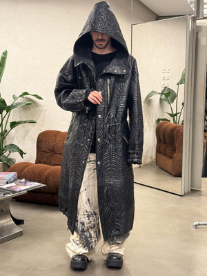 A/W1990 Gianni Versace embossed leather runway coat