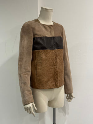2010 Gucci By Frida Giannini ostrich leather color block jacket