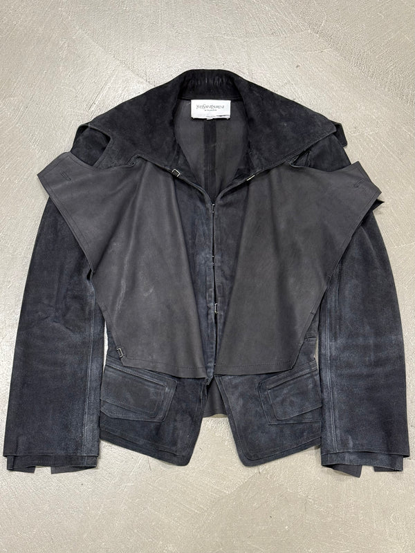 A/W2002 Yves Saint Laurent by Tom Ford runway suede multi-layer panel jacket