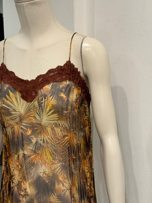1990s Jean Paul Gaultier tropical mesh lace-trim dress