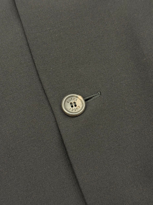 1990s Gucci by Tom Ford black wool suit with monogram lining