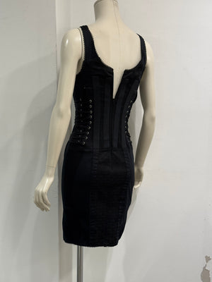 2003 Dolce & Gabbana eyelet corset bodycon bondage dress