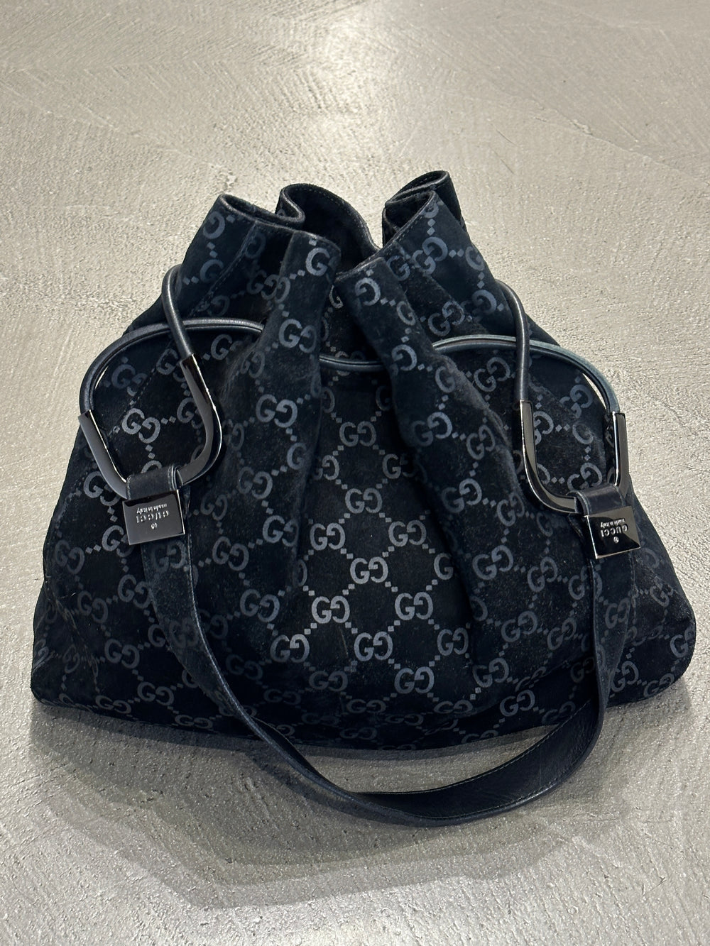 F/W1997 Gucci by Tom Ford monogram suede hobo bag