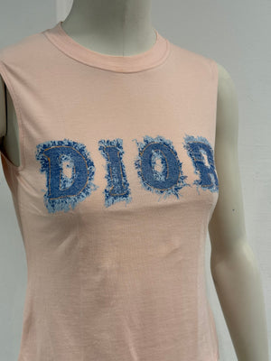 2003 Christian Dior by Galliano denim logo tank top