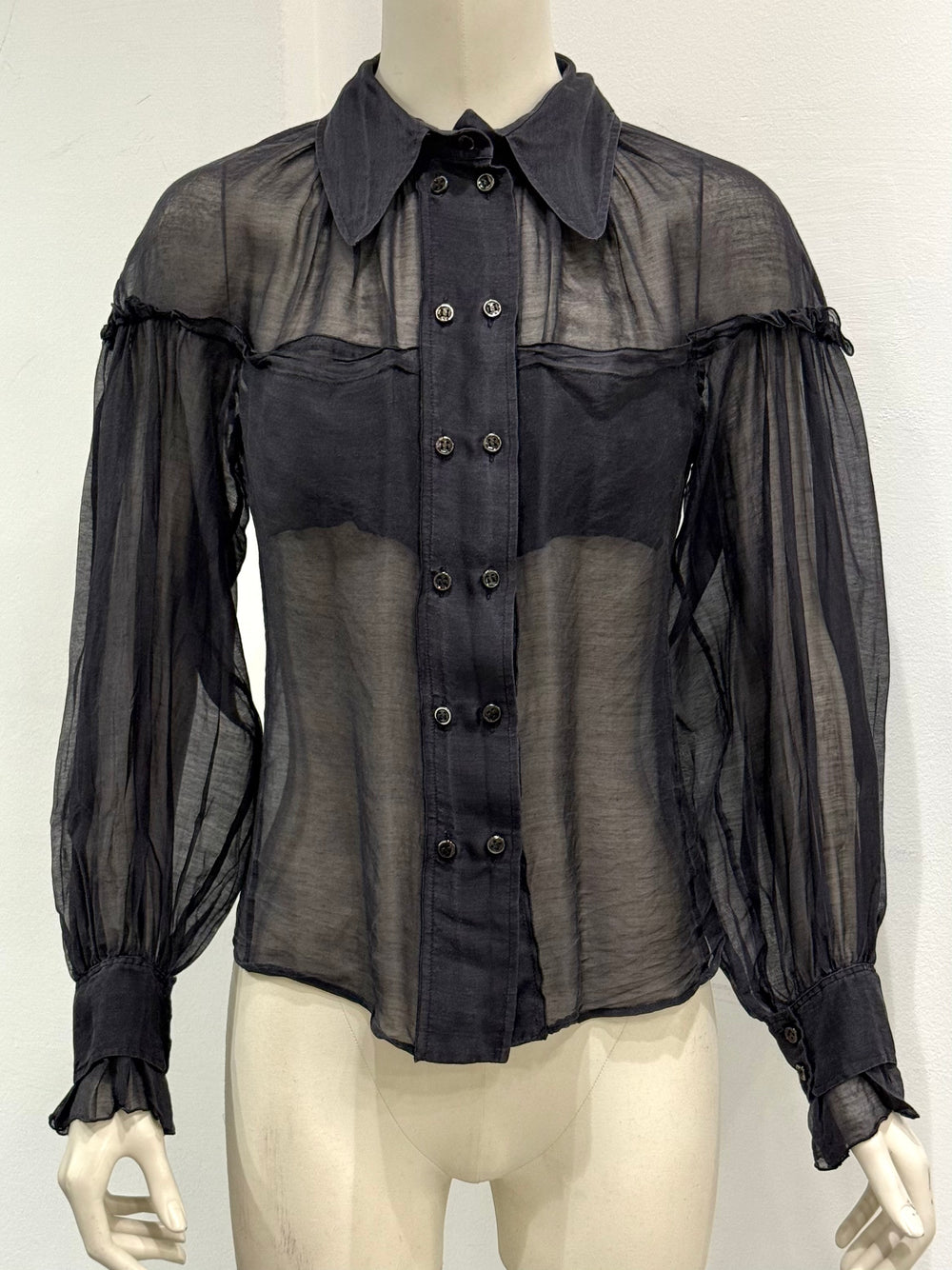 2000s Yves Saint Laurent Rive Gauche by Tom Ford sheer blouse