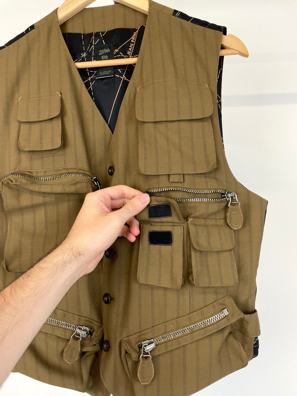 SS96 Jean Paul Gaultier cargo safari zipper blazer vest