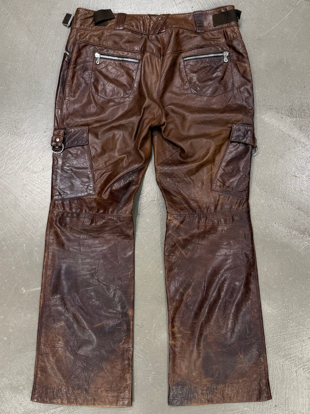 2001 Dolce & Gabbana Shepskin bondage leather trousers