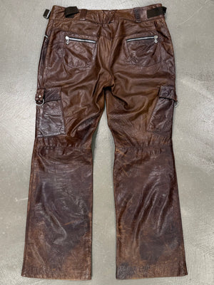 2001 Dolce & Gabbana Shepskin bondage leather trousers