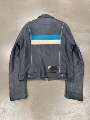 S/S2001 Dolce & Gabbana Striped Calfskin Leather Racing Jacket