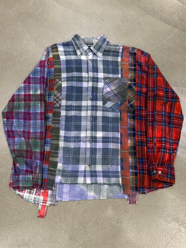 Rebuild By Needles 7-cuts flannel patch plaid shirt
