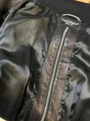 A/W 2003 Dolce & Gabbana full zipper high neck leather jacket
