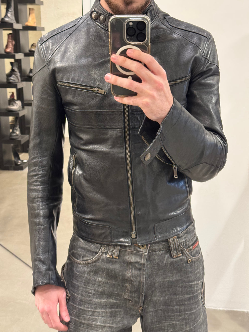 A/W2004 Gucci by Tom Ford biker leather jacket