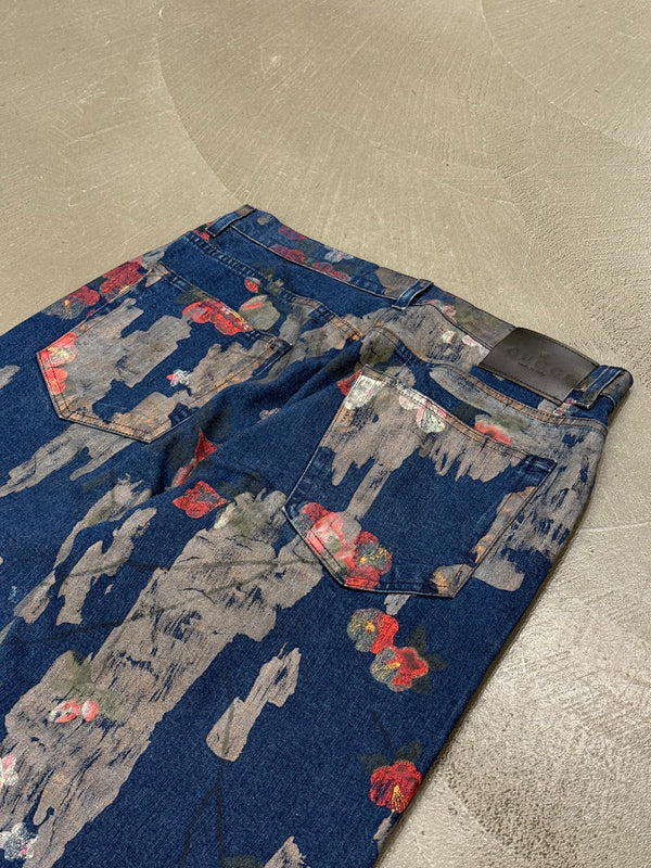S/S2001 Gucci by Tom Ford floral hand painted jeans