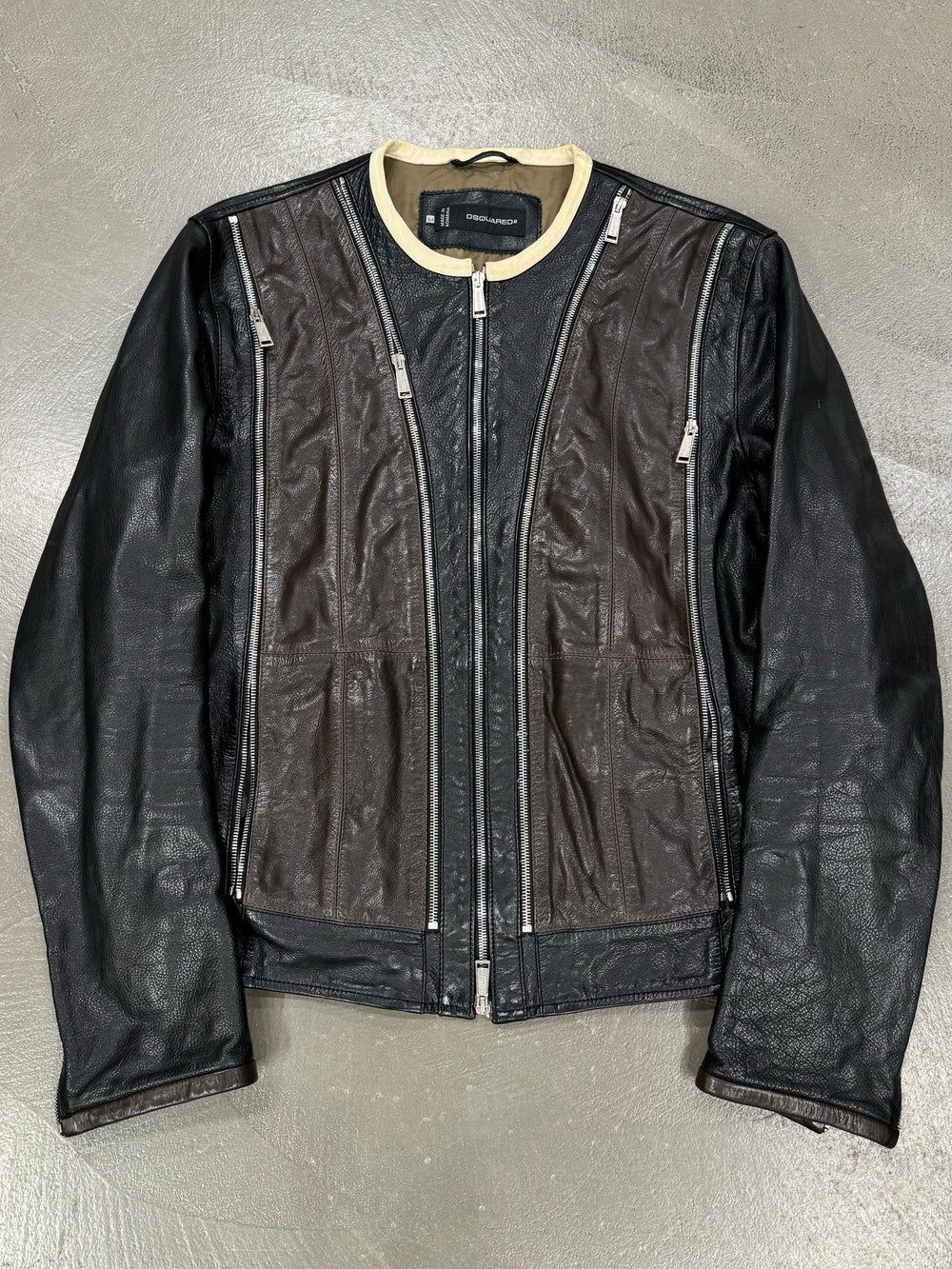 SS2014 Dsquared2 multi-zip biker leather jacket