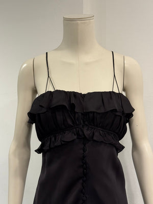 2000s Roberto Cavalli silk ruffled high-low evening dress