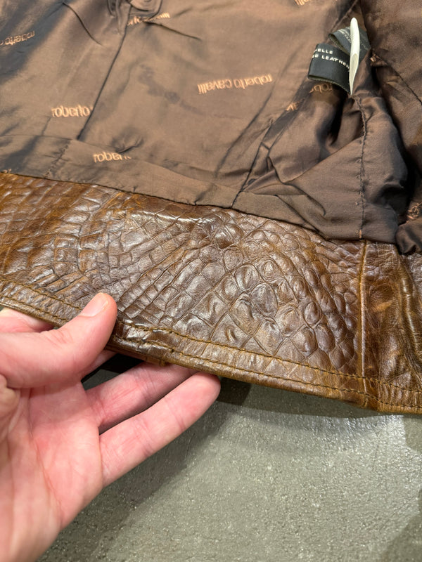 A/W2000 Roberto Cavalli crocodile embossed leather jacket